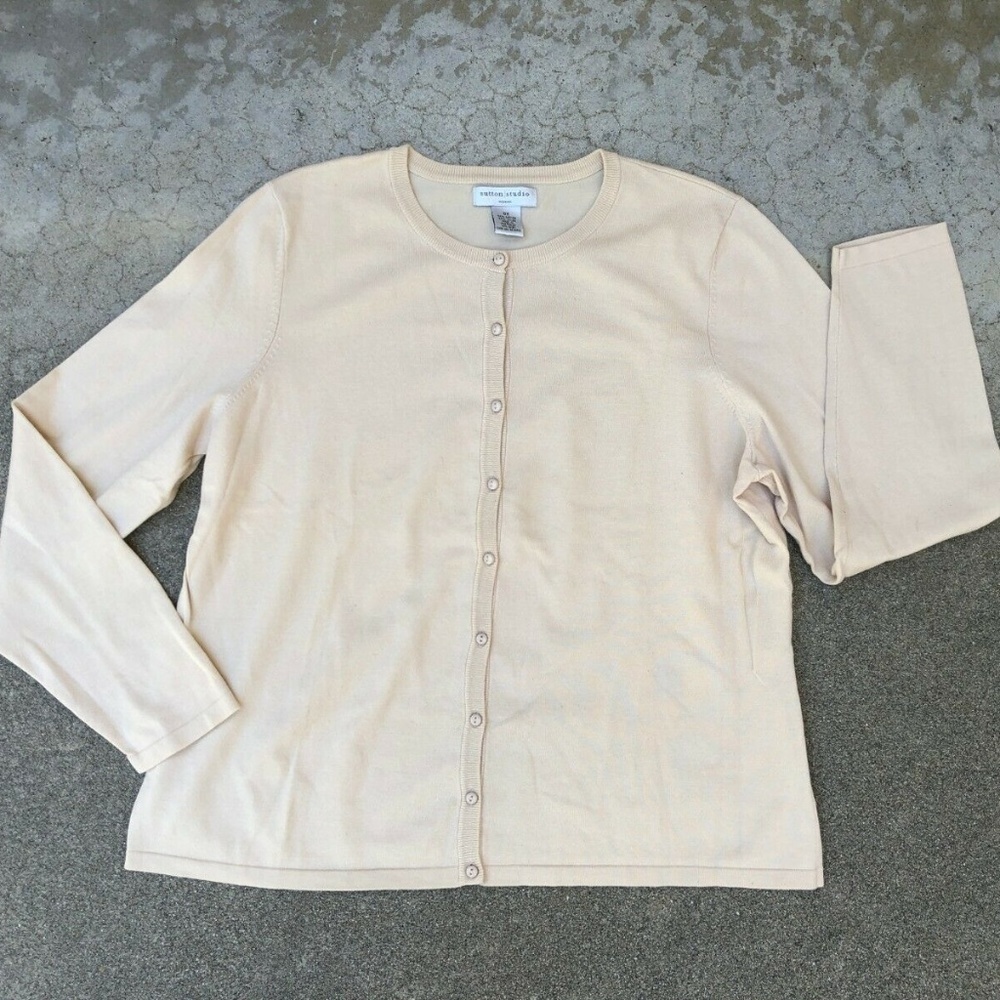 Sutton Studio VTG Beige Button Cardigan Sweater 0X